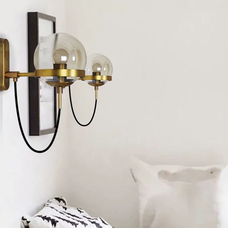 Industrial 1 - Light Wall Light Fixture Iron and Glass Wall Sconce in Black / Gold