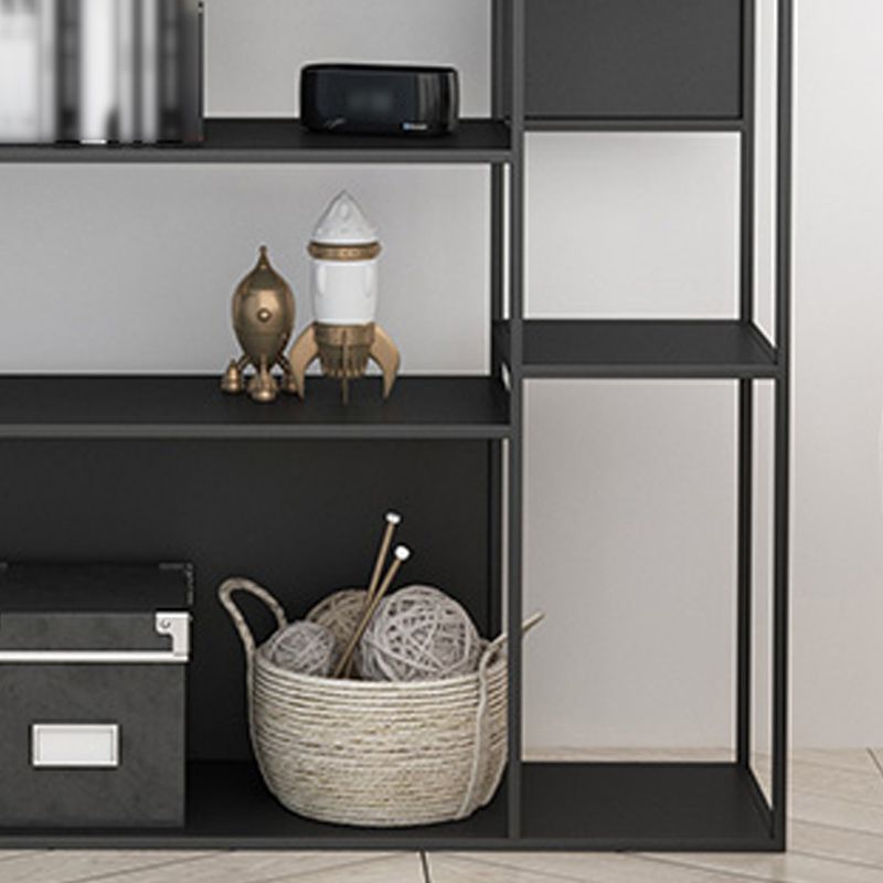 Modern Open Bookcase with Metal Rectangular Shelves for Office