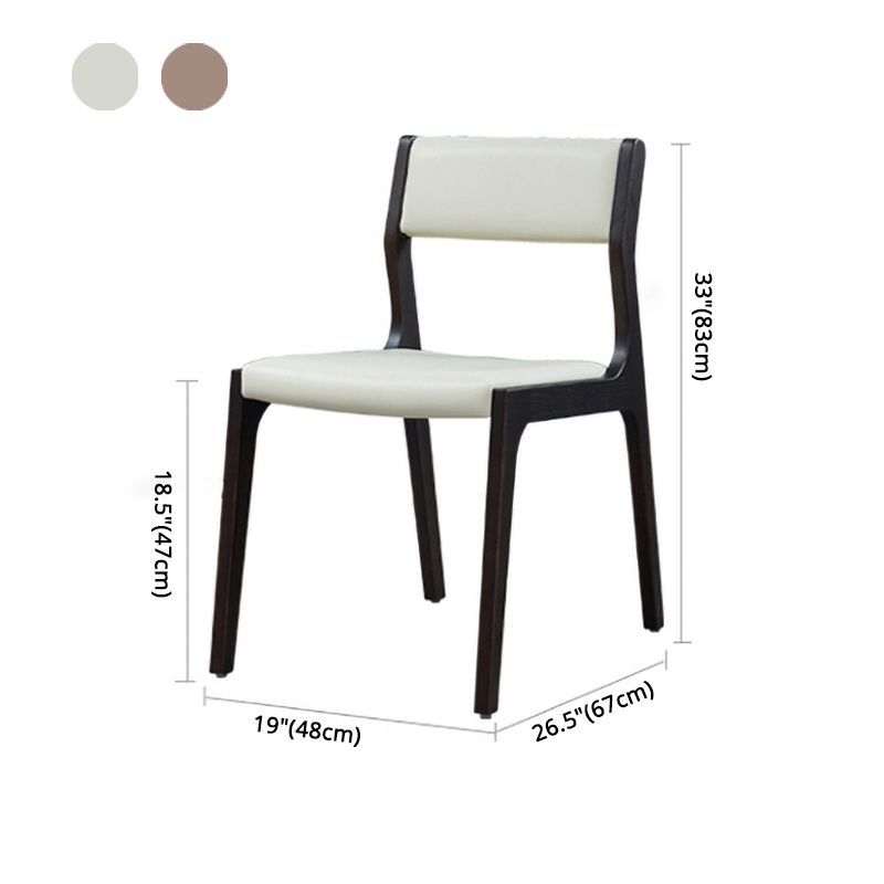 Contemporary Armless Dining Chairs Open Back Side Chair for Kitchen with Wooden Legs