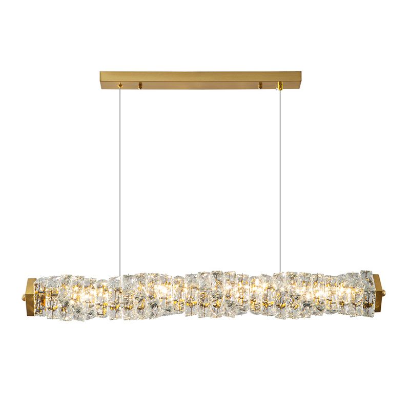 Single Modernism Golden Ceiling Light LED Crystal Kitchen Island Lighting