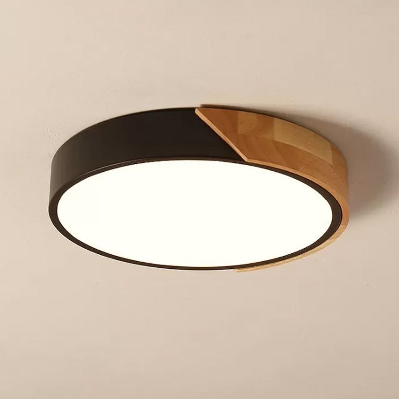 Black Circle Shaped Flush Light Macaron Acrylic LED Flush Ceiling Light Fixture for Living Room