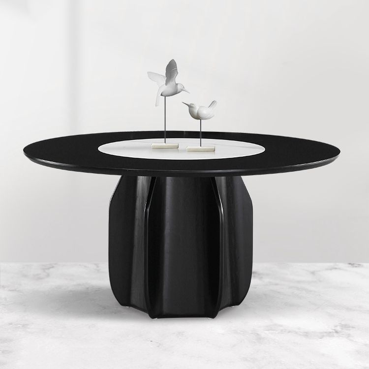 Solid Wood Dining Table Set 1/4/5/7 Pcs Pedestal Dining Table with Upholstered Chairs