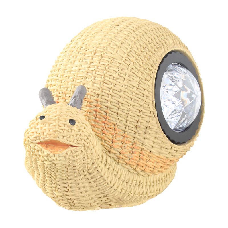 Cottage LED Solar Ground Light Yellow Faux Weaving Bird/Snail/Frog Table Lamp with Resin Shade