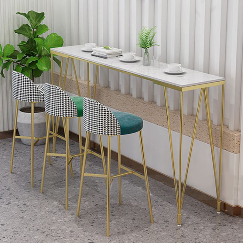 Rectangle Pub Table Glam Faux Marble Top Bar Table for Cafe and Breakroom