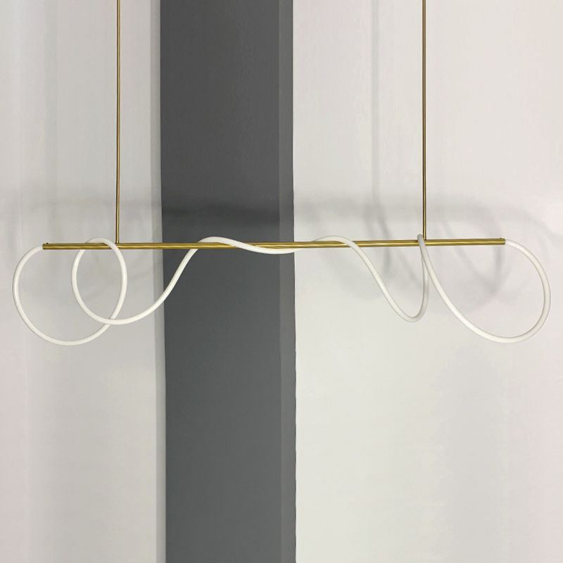 Post-modern Winding Lighting Hose Island Suspension Lamp 31.5" Length Minimalist Line Light for Living Room