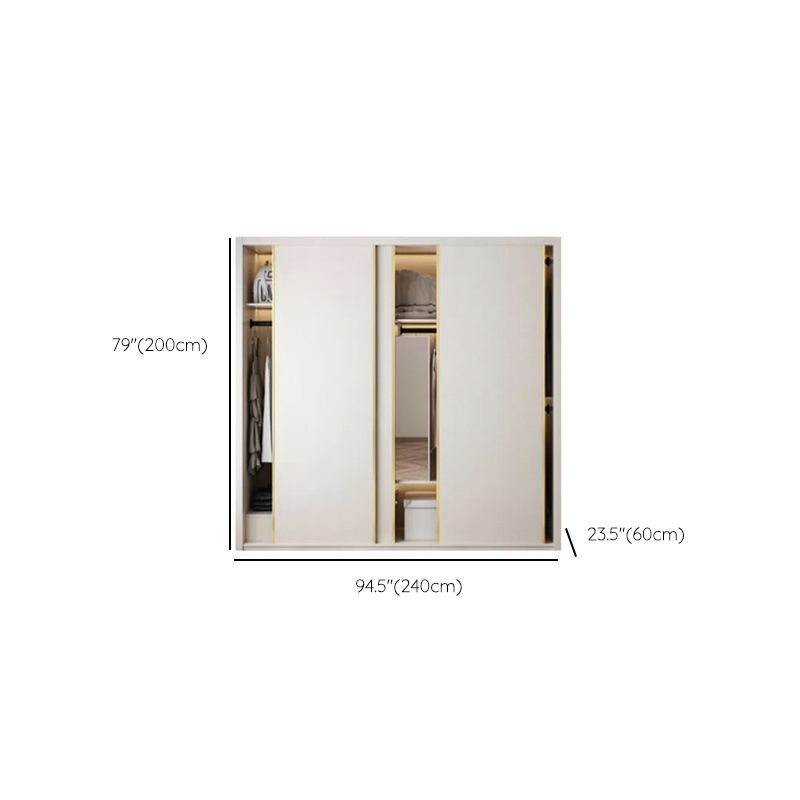 Engineered Wood Wardrobe Cabinet Modern Style Wardrobe Closet with Mirror