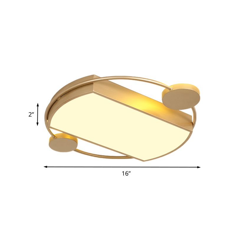 Metal Round and Rectangle Flush Light Fixture Modern LED Gold Ceiling Flush Mount, 16"/19.5" Wide