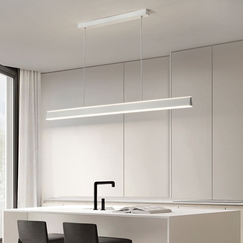 Simple LED Island Light Modern Style White Hanging Light for Dining Room