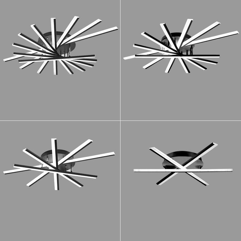 Waaiervormige slaapkamer LED-plafondarmatuur Acryl minimalisme Semi-gemonteerde verlichting in zwart