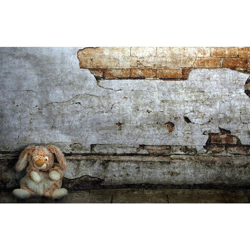 Aged Brick Wall Paper Murals Grey Countryside Wall Decor for Living Room, Custom Made