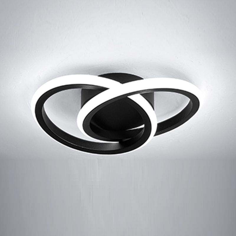 Round Shape Metal Flush Mount Light Modern Style 2 Lights Ceiling Mount Light