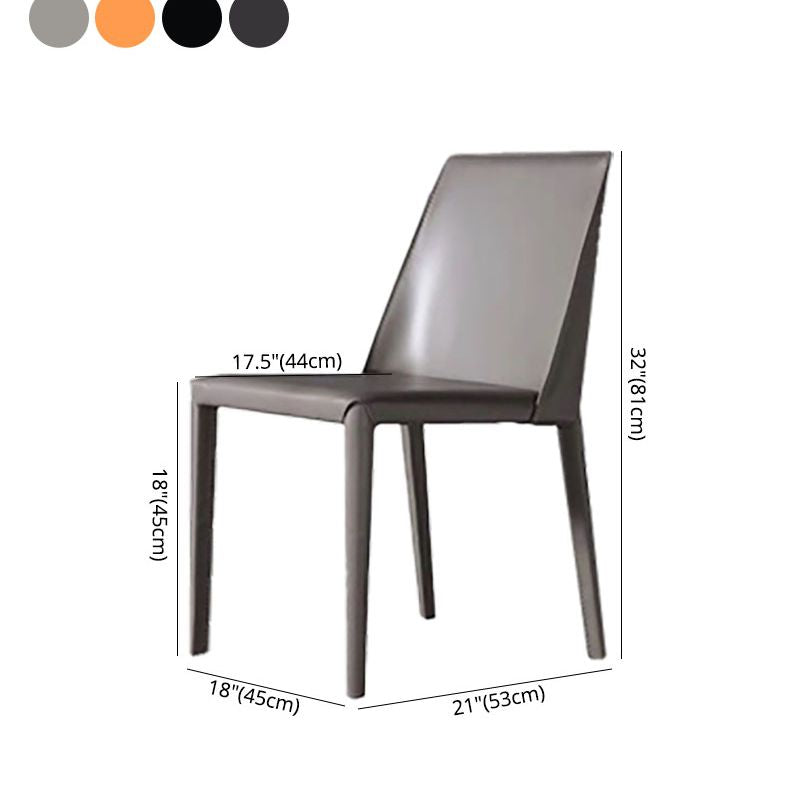 Contemporary Leather Chairs Set Kitchen Dining Room Solid Back Side Chair