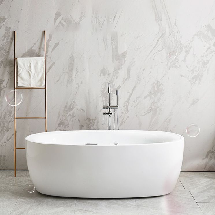 Modern Oval Acrylic Bathtub Hotel Freestanding Bath Tub in White