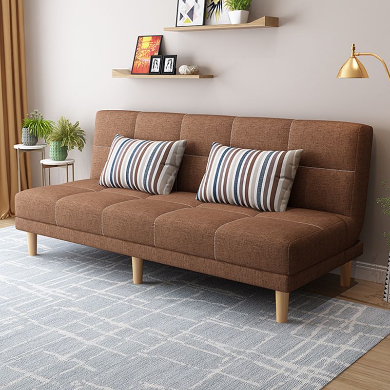 Armless Tight Back Bed Settee Cotton Blend and Faux Leather Sofa Bed