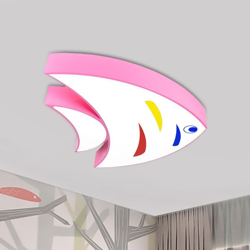 Acrylic Tropical Fish Flush Mount Light Children Style Red/Yellow/Blue LED Close to Ceiling Lamp