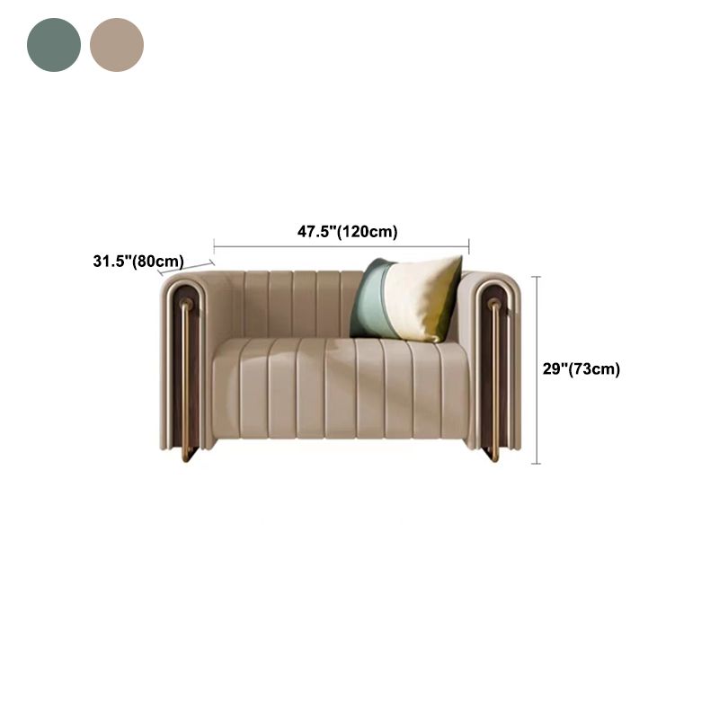 Contemporary 28.7" H Faux Leather Sewn Pillow Back Tuxedo Arm Sofa For Living Room