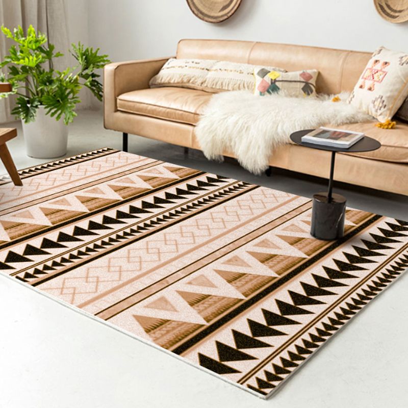 Tapis marocain brun tapis de motif en polyester tapis de support sans glissement pour décoration intérieure