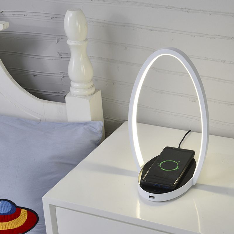 Chargeur sans fil en forme d'oeuf lampe à LEM nordique Métal Métal Lumière de nuit en blanc