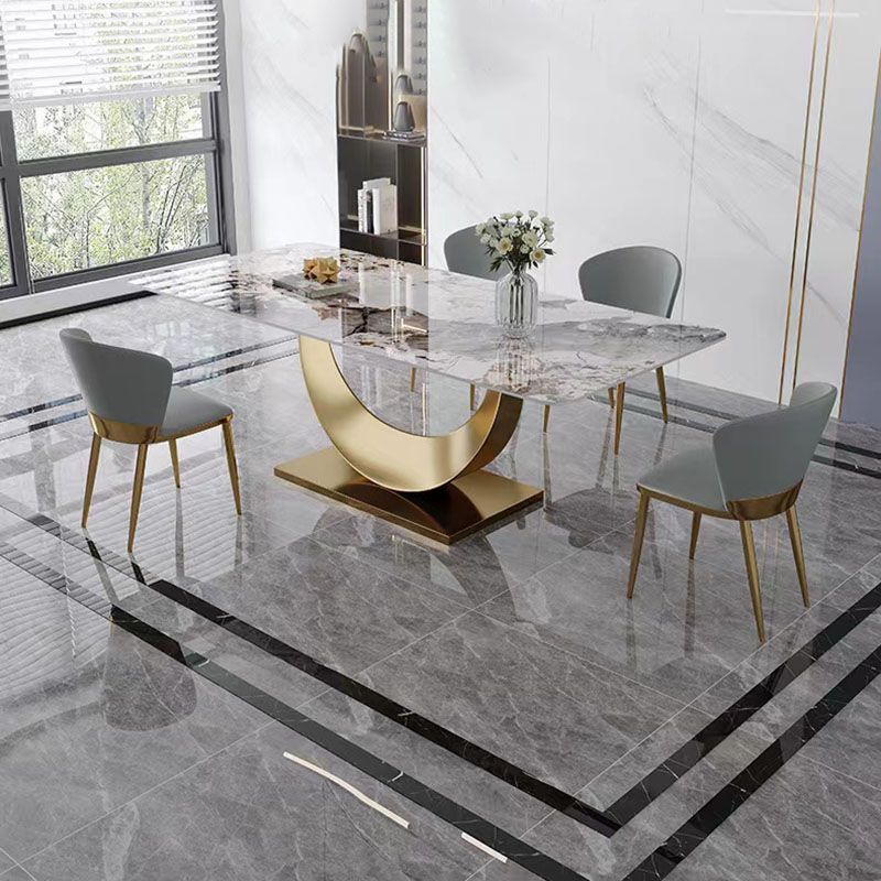 1/4/5/6/7 Pieces Dining Table Set with Sintered Stone Top Dining Chairs Set for Home