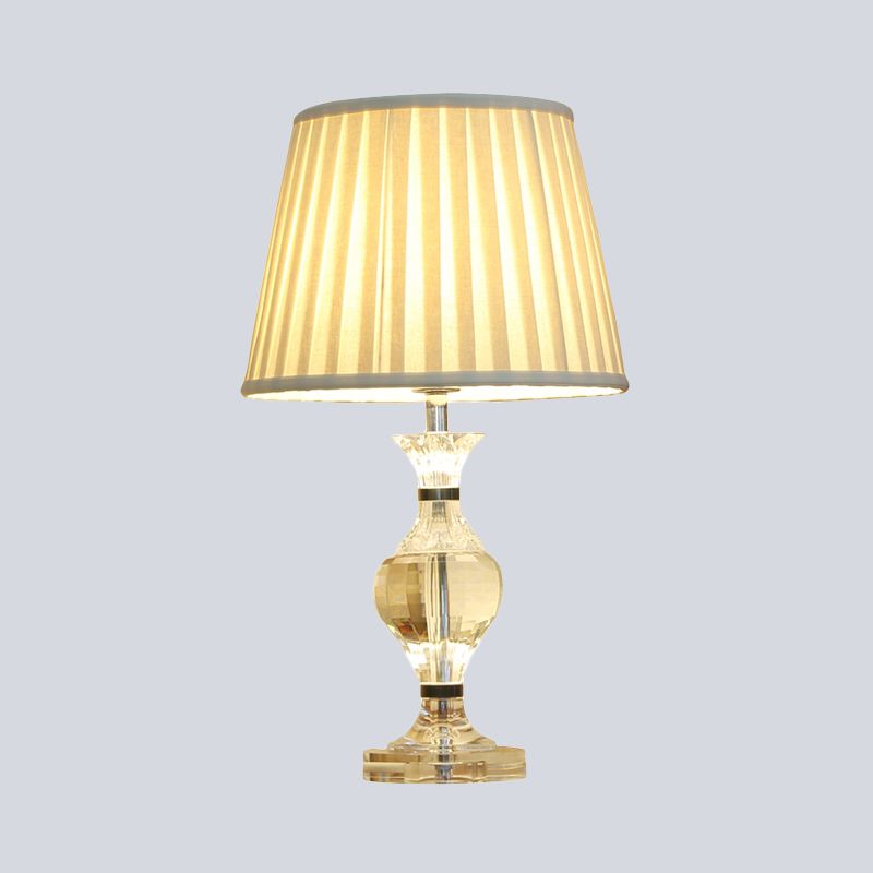 Modernism Vase Shape Task Lighting Hand-Cut Crystal 1 Bulb Reading Lamp in Beige