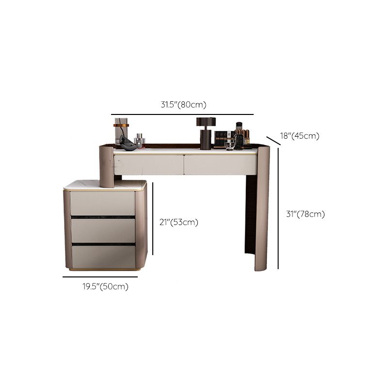 Contemporary 30.7" Height Slate Top Table Makeup Vanity with Drawers