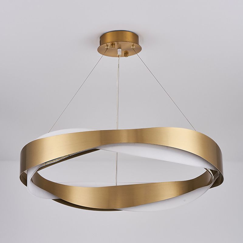 1-Licht-Suspension Licht postmoderner Ringform Metall Kronleuchterleuchter in Gold