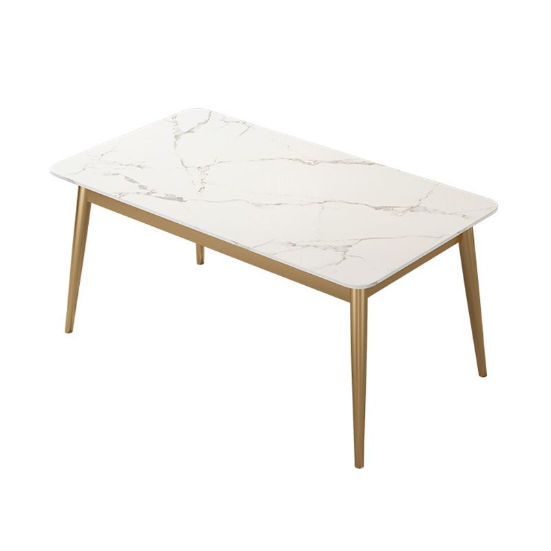 White Stone Top Dining Table Contemporary Rectangle Dining Table with 4 Legs