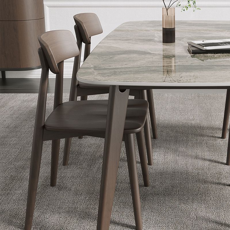 Retro Modern Rectangle Dining Site Table Stone Top 4-foot Oak Solid Wood Table