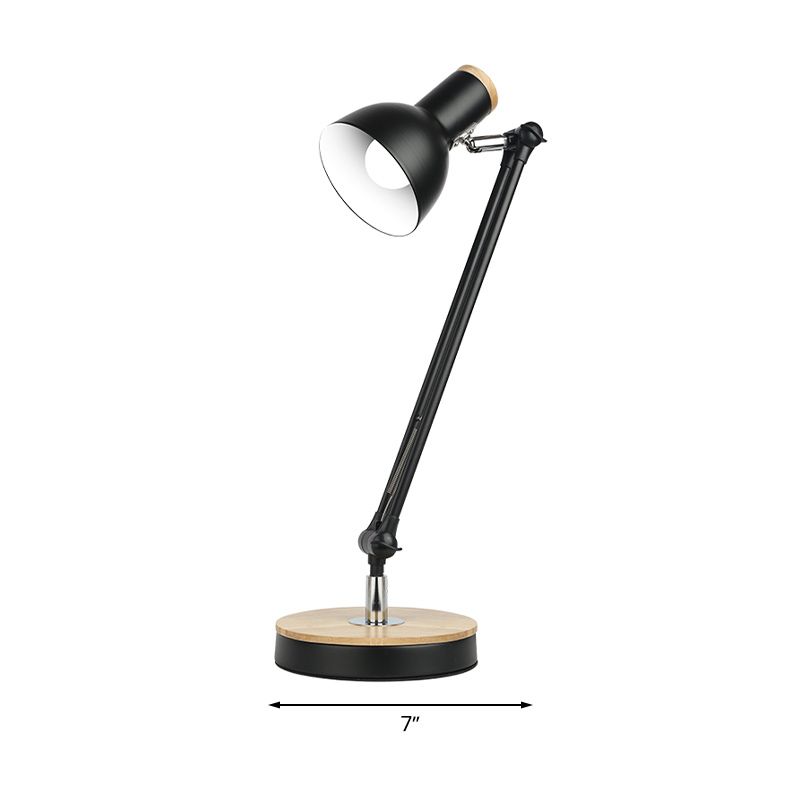 1 lichte metalen bureauverlichting Loft Style Matte zwart/Witte koepelschaduw Flexibele indoor bureaulamp