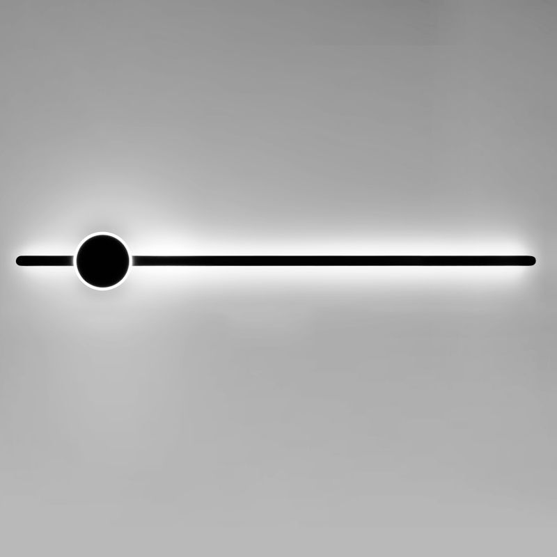 Linear Shape Metal Wall Lighting Modern Style 2 Lights Wall Mounted Light in Black