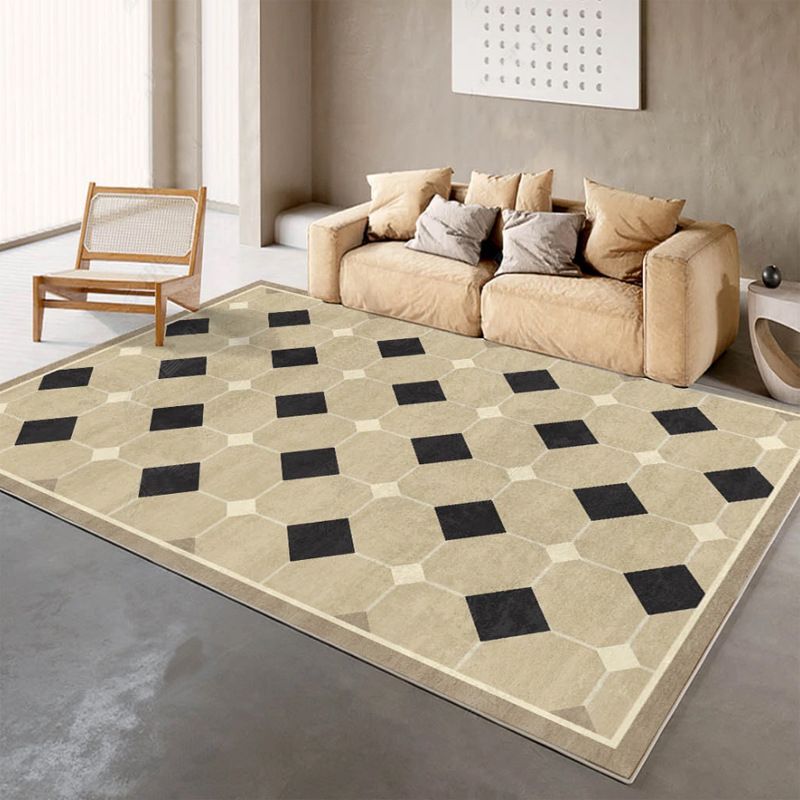 Contemporary Apricot Tone Carpet Polyster Indoor Rug Anti-Slip Washable Area Carpet for Living Room