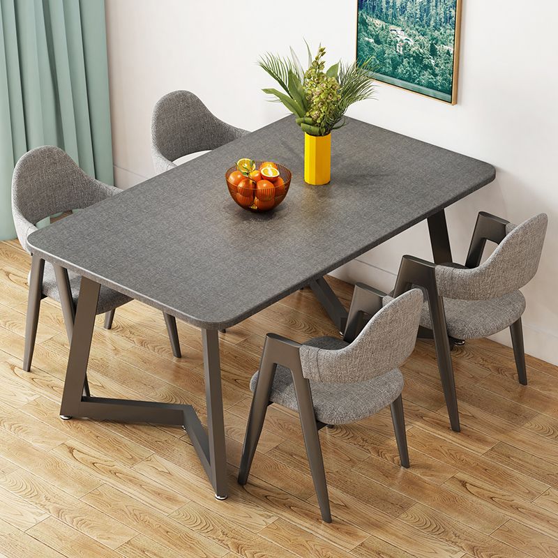 Standard Wood Dining Table with 2 Black Metallic Legs for Dining Furniture