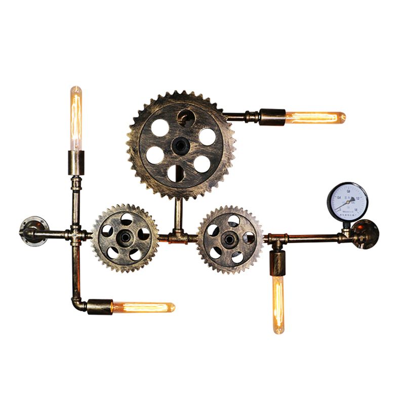 Illuminazione a parete in metallo multiple industriale pipa da acqua sfumatura lampada montata a parete