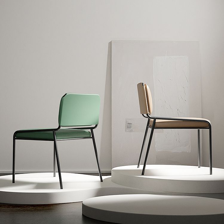 Modern Style Leather Open Back Upholstered Home Dining Side Chair