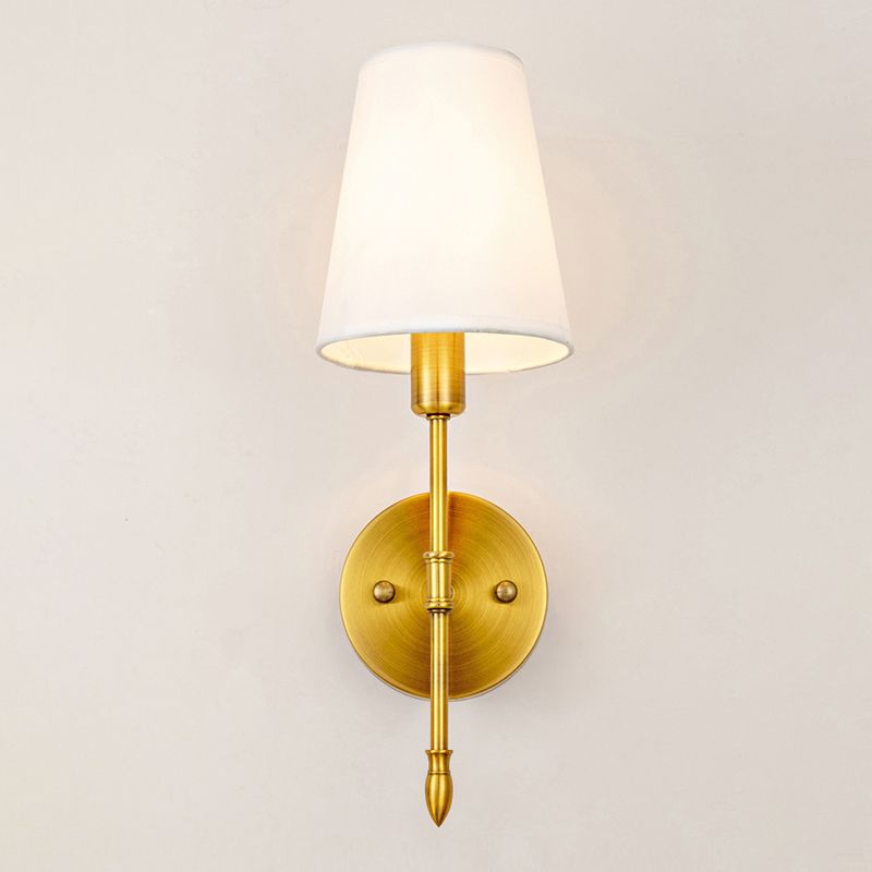 American Style Golden Vanity Light Fabric Shade Vanity Lamp for Shower Room