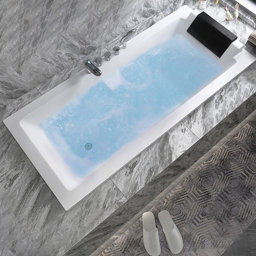 Drop-in White Bath Modern Soaking Acrylic Rectangular Bathtub