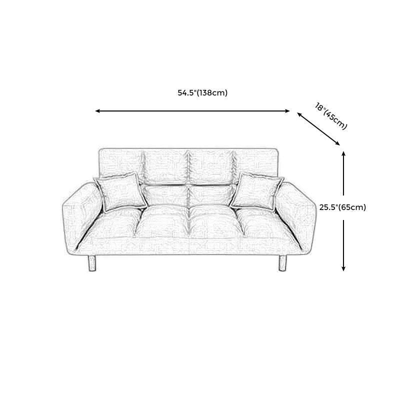 Modern Fabric Square Arm Sofa Standard Biscuit Back 4 Wood Legs Sofa