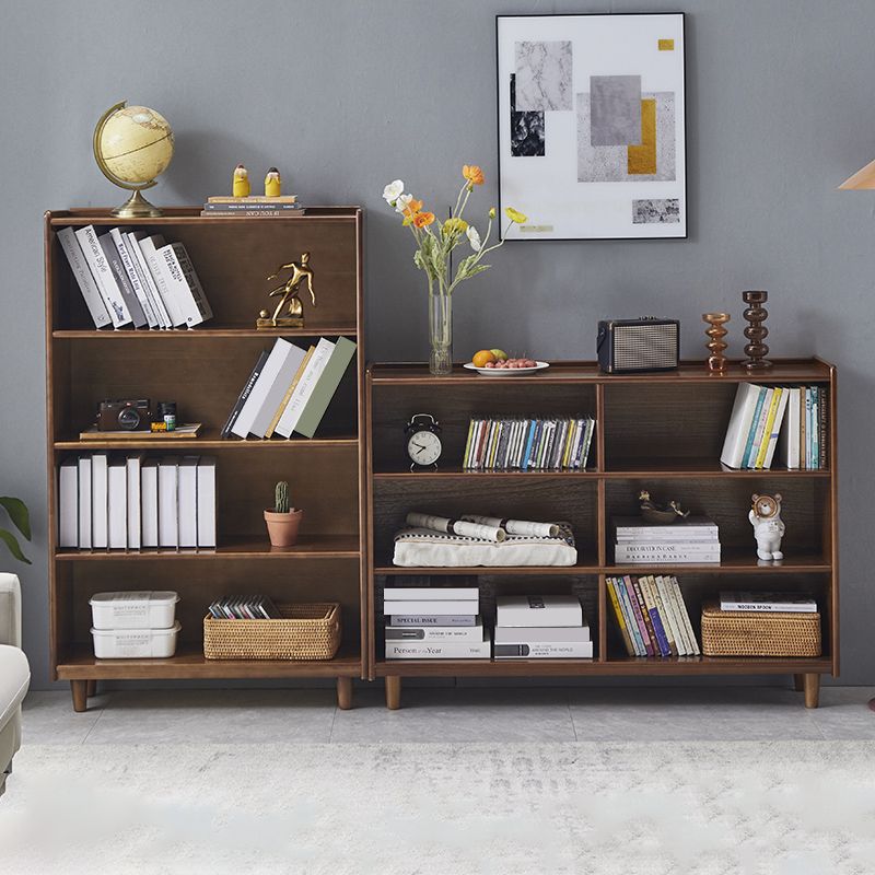 Industrial Closed Back Book Shelf Freestanding Standard Kids Bookshelf in Walnut