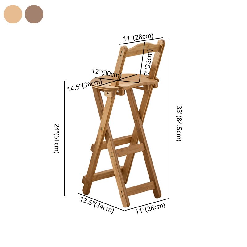 Modern Backrest Folding Counter Stool Wood Restaurant Bar Stool with Footrest