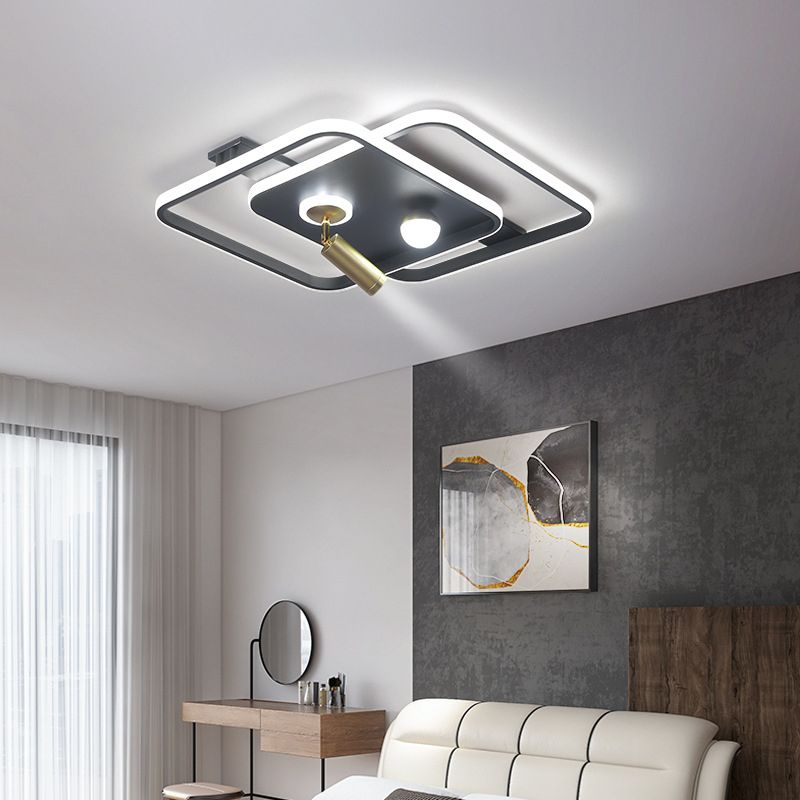 Living Room Semi Flush Ceiling Spotlight Metal Frame LED Track Light Fixture
