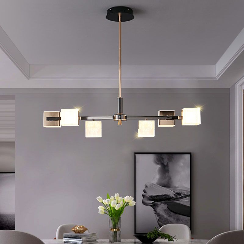 Postmoderne Metallkronleuchter leichte quadratische Form Anhänger Beleuchtung für Wohnzimmer