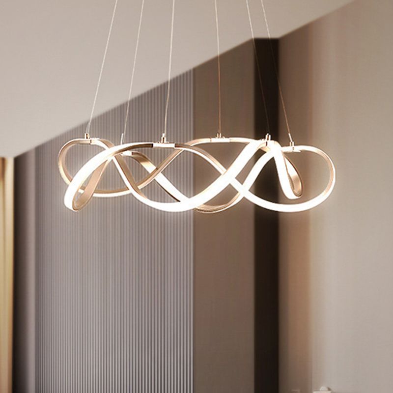 Twisted Metal Chandelier Pendant Light Simple Style LED Gold Suspension Pendant Light