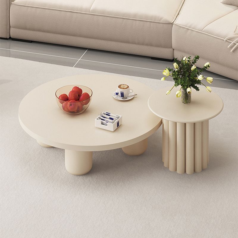 Modern Artificial Wood Coffee or End Table Round Coffee Table in Beige