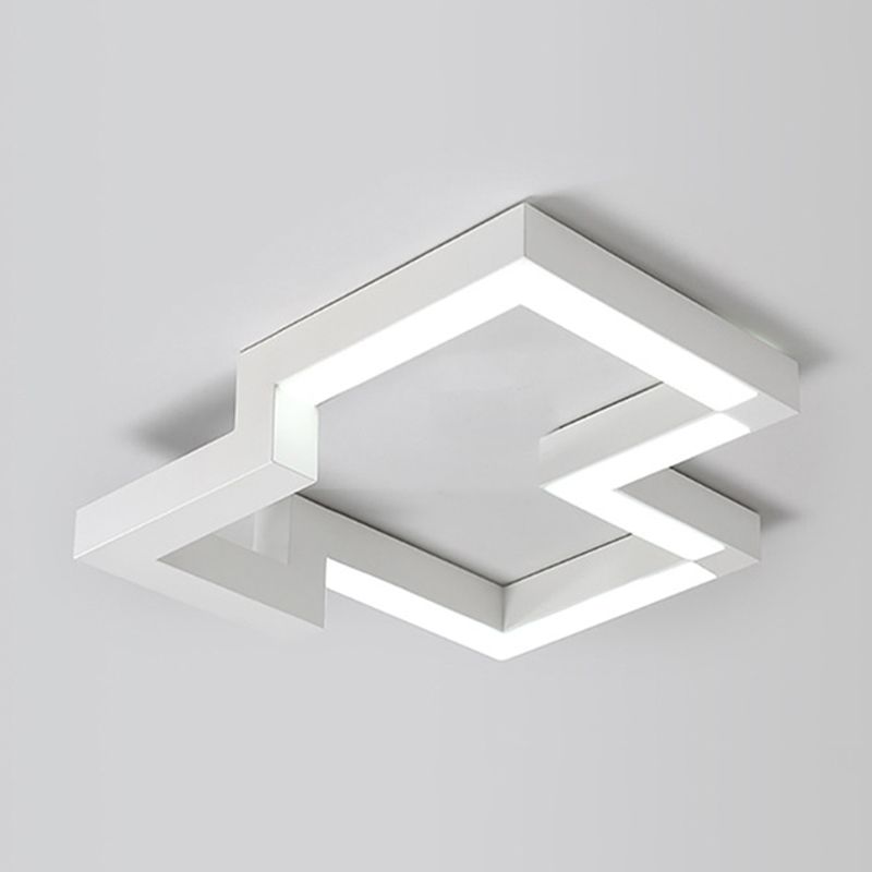 19.5"/25.5" Wide Metal Geometric Ceiling Mounted Light Modern Black/White LED Flush Light in Warm/White Light