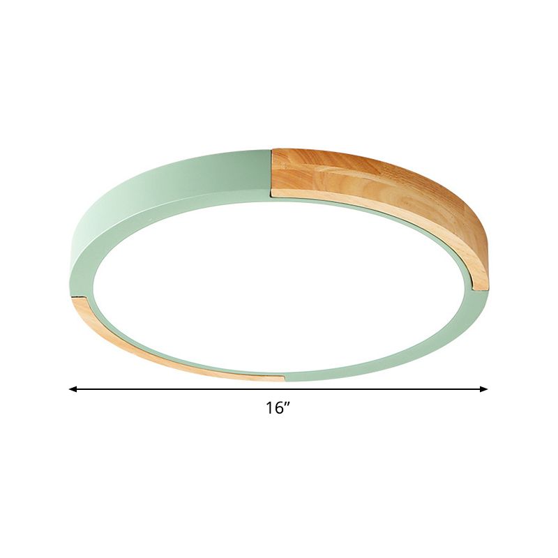Circle Flush Mount Macaron Acrylic White/Pink/Yellow LED Ceiling Light Fixture in Warm/White Light, 16"/19.5" Wide