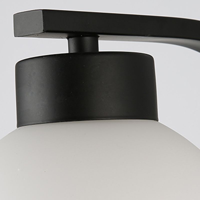 Black Domed Wall Lamp Modern 1-Light White Glass Wall Mounted Light for Stairs