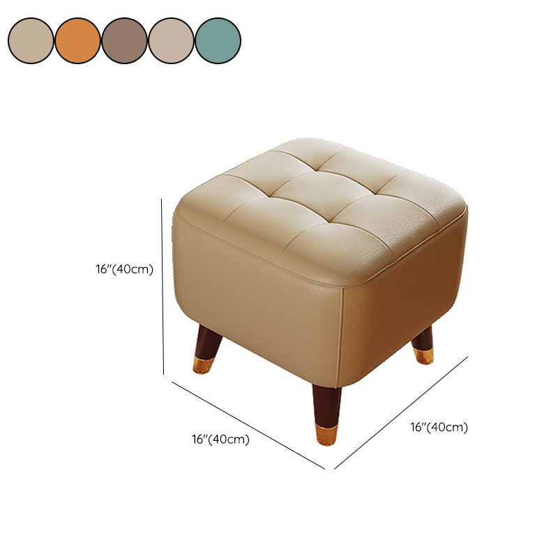 Square Footstools Modern Genuine Leather Foot Stool , 15.6" H