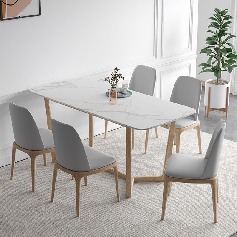 Simplicity Rectangle Dining Room Table Sintered Stone Table with Trestle Base