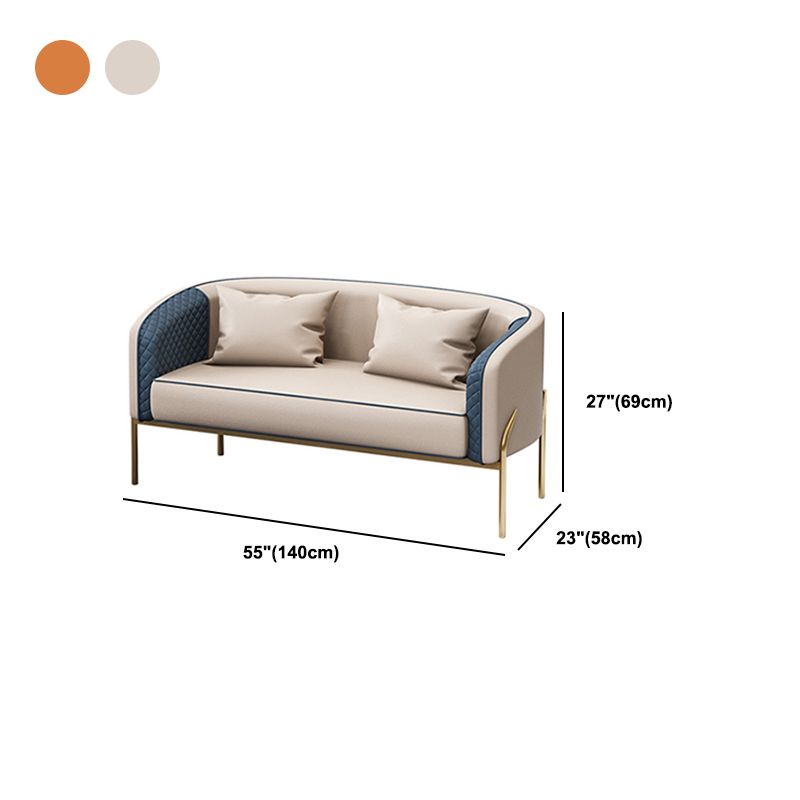 Modern 22.83" Wide Sofa Faux Leather Tuxedo Arm Sofa for Living Room