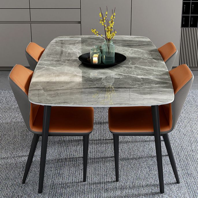 Cuisine de style contemporain Tableau rectangle en pierre enthousiaste avec base de 4 jambes